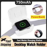 Fast Magnetic Watch Wireless Charger Powerbank For Apple Watch 1-10 9 8 7 IWatch Dock Adapter 750mAh Power Bank Charging Station