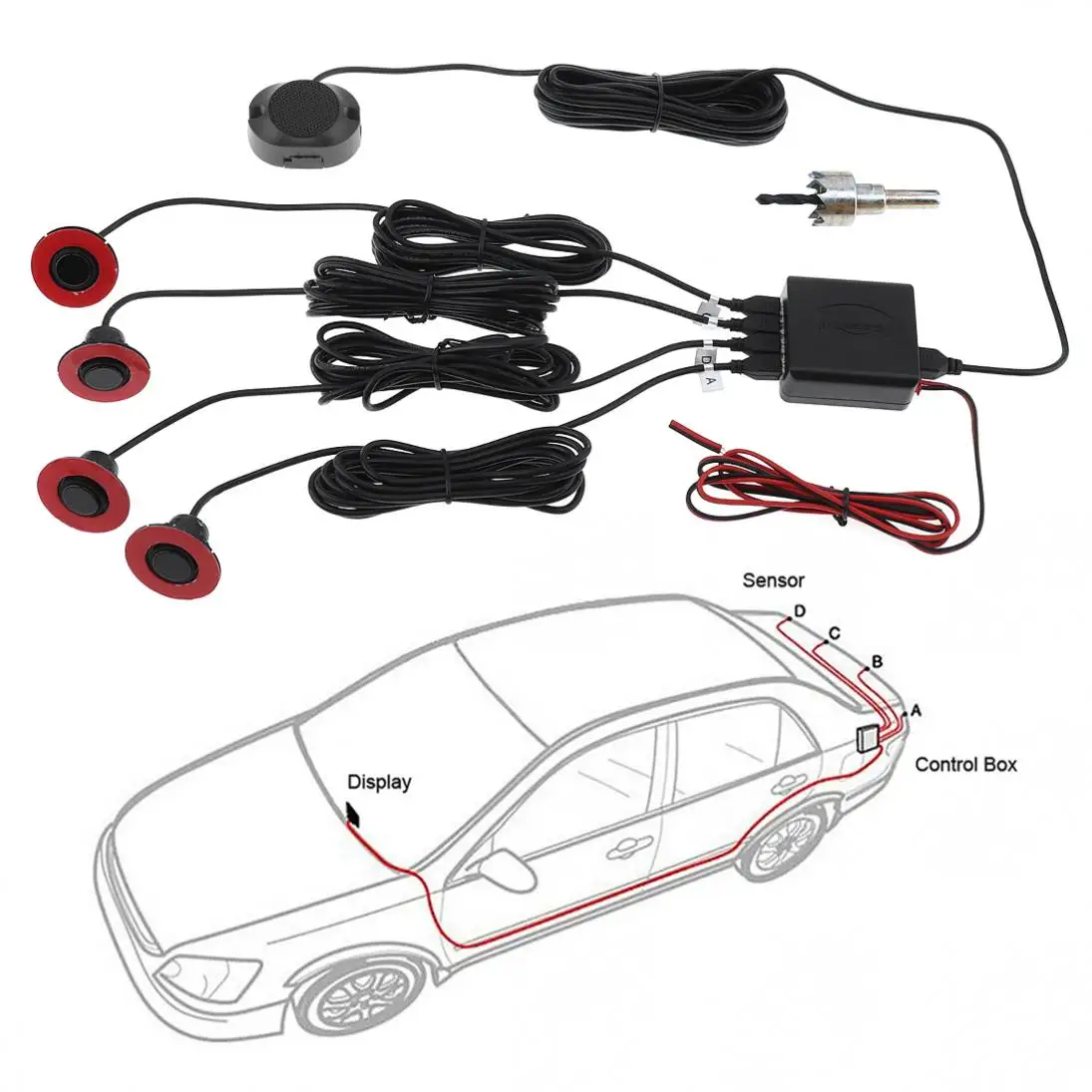 4PCS 16.5mm Ultrasonic Parking Sensors  Car Video Reverse Backup Sound Buzzer Alarm Black / White