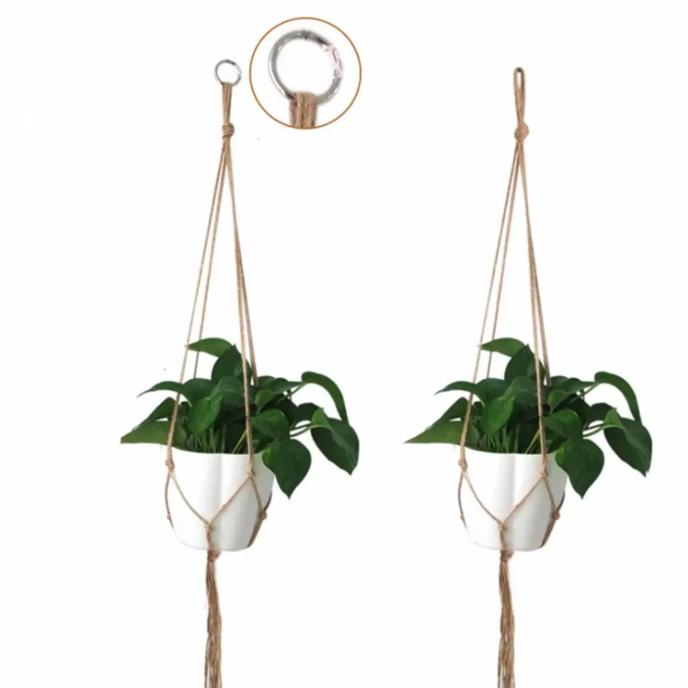 Vintage Hanging Lifting Flowerpot Holder Plant Hanger Home Garden Basket Rope