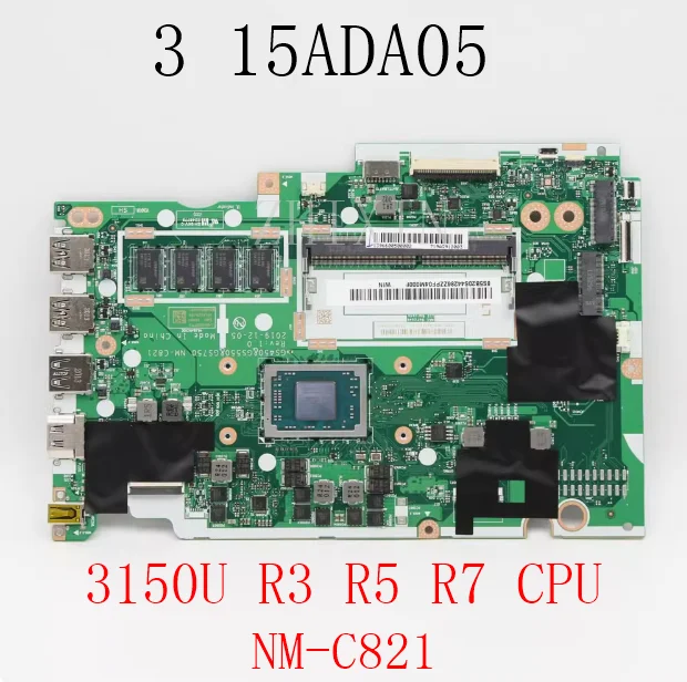 For Lenovo IdeaPad 3 15ADA05 Laptop Motherboard with R3 R5 R7 CPU 4GB RAM NM-C821 mainboard 100% Test