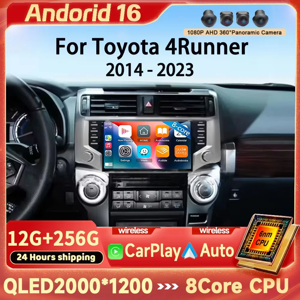 Android 16 2Din Auto Radio For Toyota 4Runner 2014 - 2023 Car Radio Lettore Multimediale WiFi BT Carplay 4G GPS
