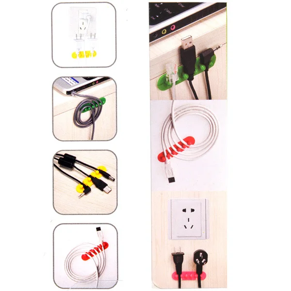 

2 pcs Hard Plastic Cable Organizer Adhesive Cord Holder Mountable Wire Management Clip For Desk Wall Bed Random Color