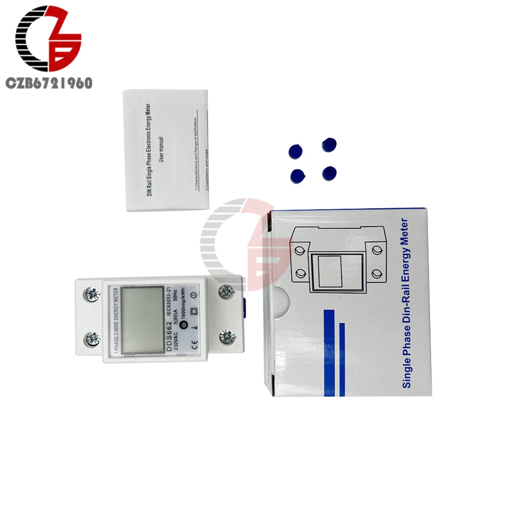 Single Phase Two Wire LCD Digital Display Wattmeter Power Consumption Energy Electric Meter KWh AC 230V 50Hz Electric Din Rail