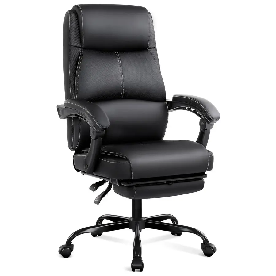 

Big and Tall Office Chair with Footrest, High Back Desk Chair with Linkage Armrest, 90155 Recline Executive Computer Chairs wit
