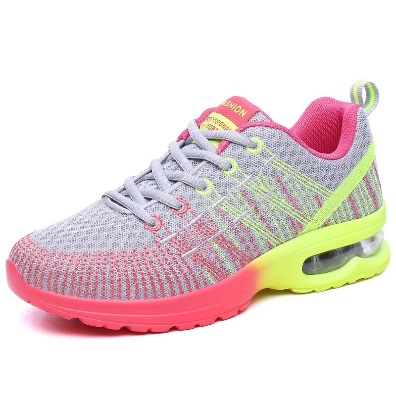 Women Shoes flyknit mesh Running Shoes For Women Outdoor Elastic Jogging Sneakers Air Cushion ladies Jogging Sports Shoes Tennis