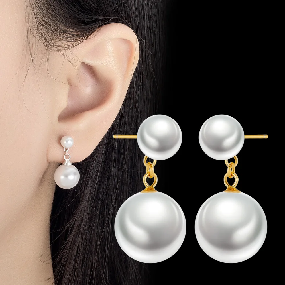 

925 Sterling Silver Korean Style Beads Piercing Stud Earrings For Women Wedding Engagement Elegant Luxury Jewelry 2025 Trend