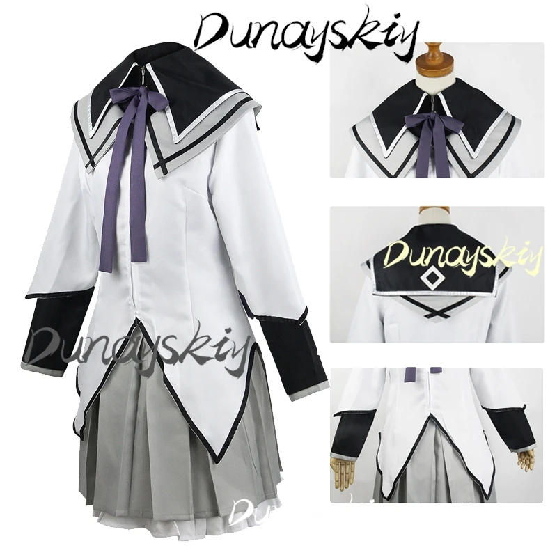 أزياء أنيمي Puella Magi Madoka Magica التأثيرية Akemi Homura أزياء تنكرية للفتيات بدلة معركة مجموعة كاملة فستان شعر مستعار زي مخصص