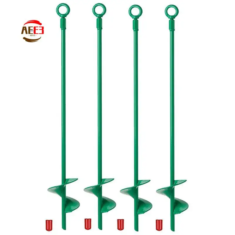 AEE3-4 Pcs Helix Earth Ground Anchor Heavy Duty Shed Anchor Hook For Camping Tent,Canopies,Swing Sets