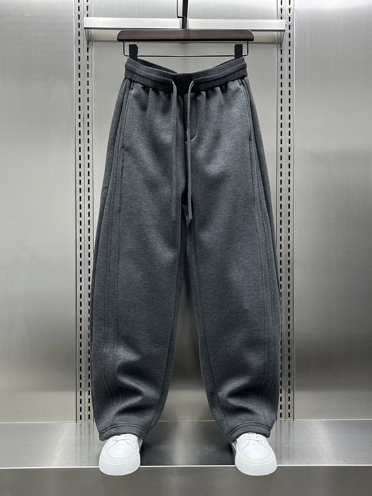 

Trendy Brand Men's Fce Lined Straight Leg Casual Pants Winter New Sle American Trend Pure Color Sport Sweatpants