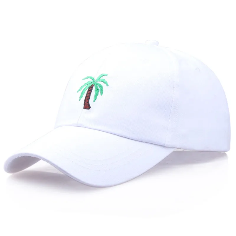 Men\'s Palm Tree Embroidery Kpop Baseball Cap For Women Men Coconut Tree Snapback Hip Hop Cap Outdoor Curved Black Cotton Dad Hat