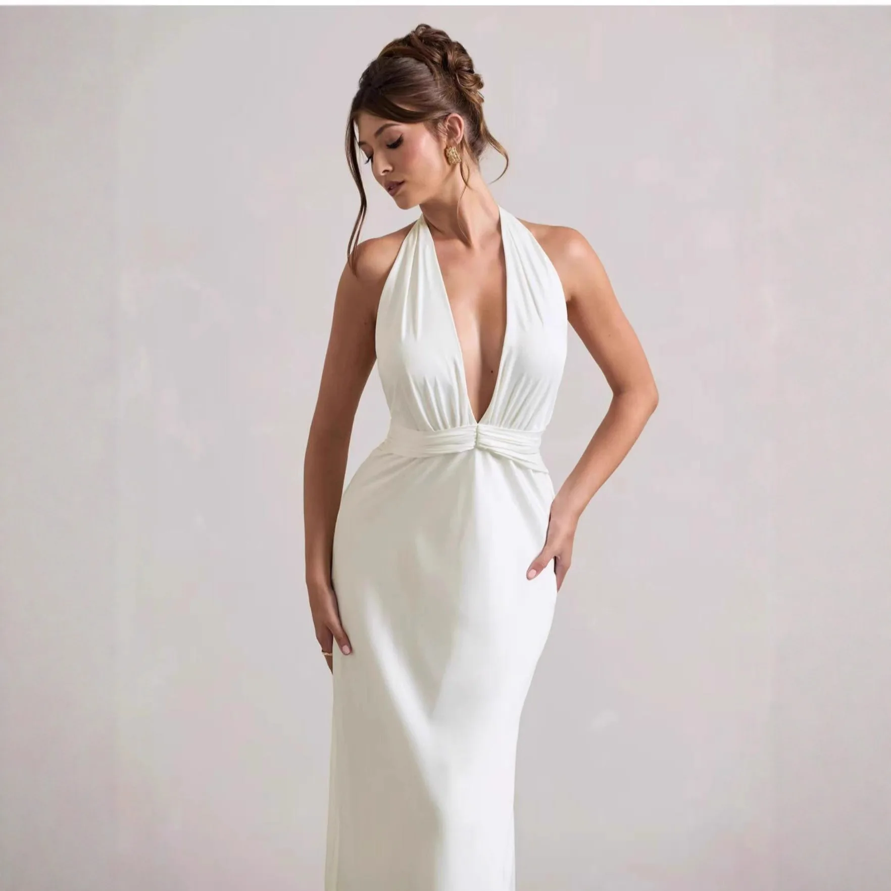 Sexy Backless Tie Neck Dress Summer Bodycon Slimming Dresses for Women Party Evening Jumpsuit Playsuit