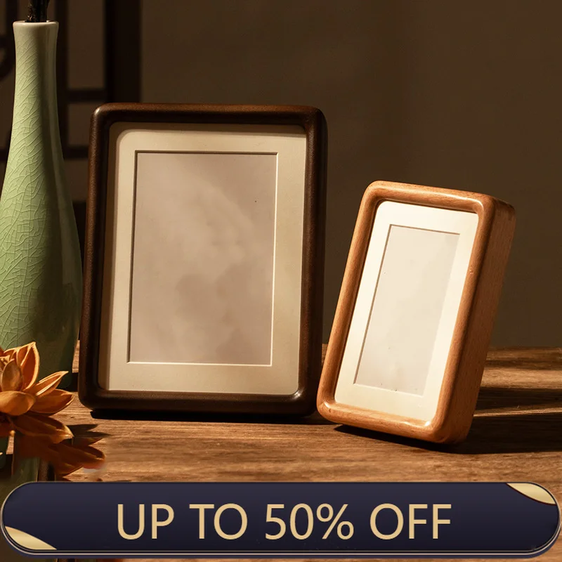 Black Walnut Solid Wood Photo Frame - 6-Inch Creative Desk Mount Picture Frame With Rounded Corners For Stylish Display