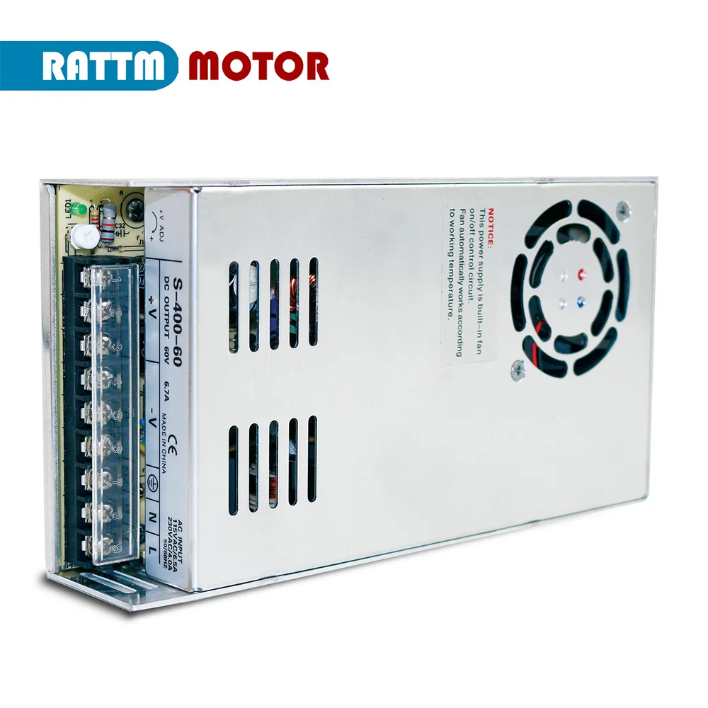 RATTM 400W Switch DC Power Supply 24V/48V/60V/70V Single Output for CNC Router Foaming Mill Cut Laser Engraver Plasma