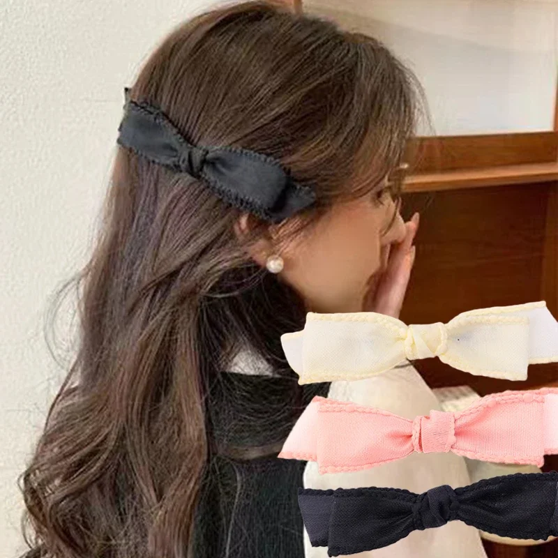 Black White Mesh Bow Hair Clip Spring Summer Woman Girls Trendy Sweet Hairpin Simple Elegant Hai Clips Hair Accessory Cute Gifts