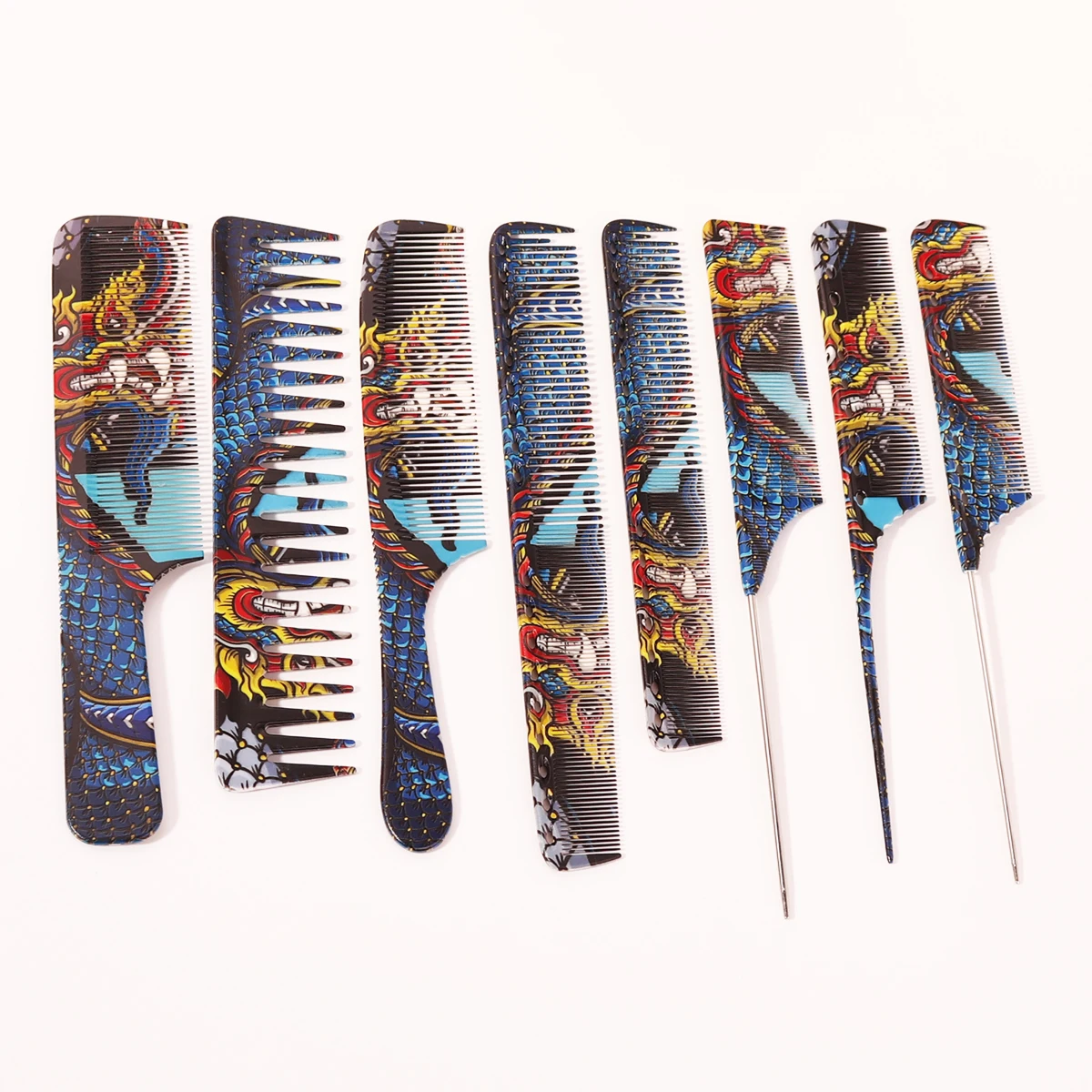 1 piece personalized Chinese pattern professional hairdresser men\'s and women\'s pointed ponytail comb Special for real hair wigs