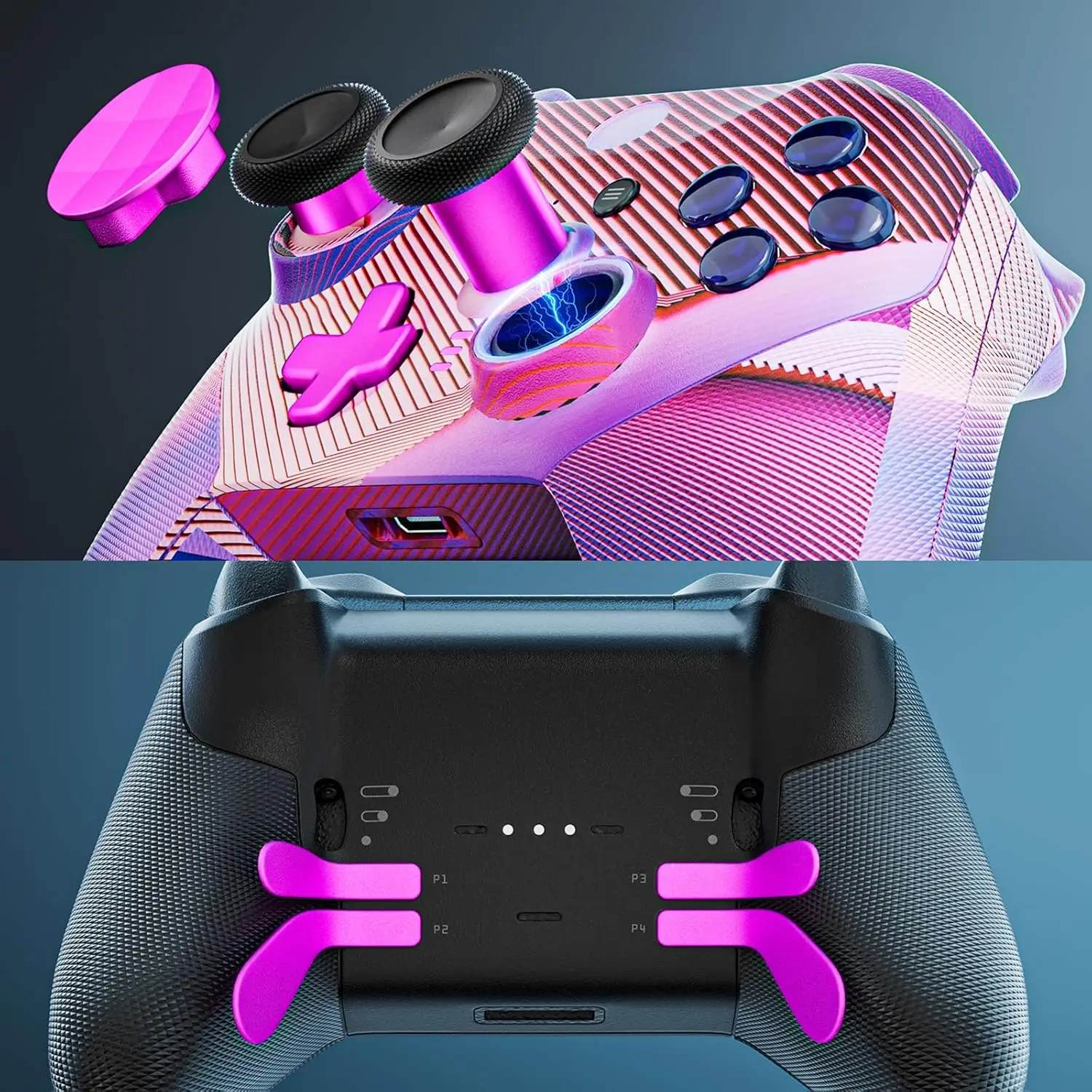 14-in-1 for Xbox One Elite Series 2 Controller Accessory Kit Metal D-Keys Trigger Paddles Repair Kit Gamepad Thumbstick Grip