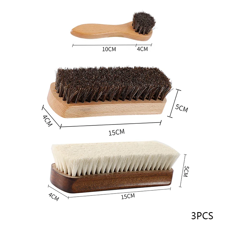 Set of Shoe brush Wooden handle Wool leather care Horse Hair For Leather Shine And Cleaning Shoe dusting