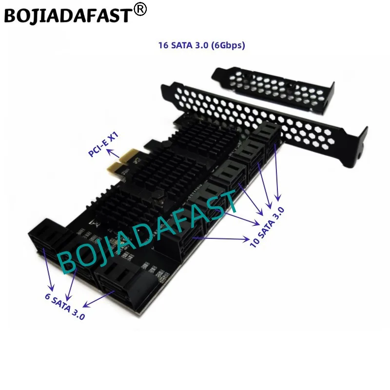 16 x SATA 3.0 Connector to PCI Express X1 PCI-E 1X Expansion Riser Card 6Gbps For Hard Disk Drive HDD