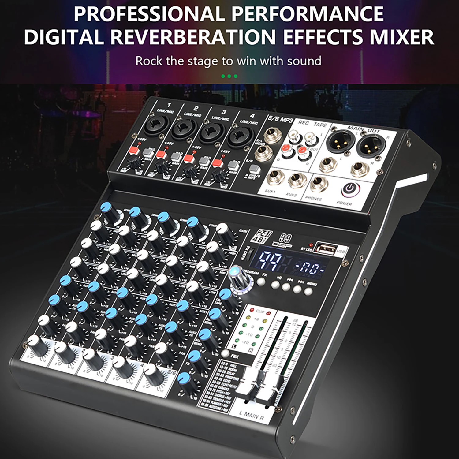 

GAX-SN6 Professional mixing console 6-way stage performance conference small portable phantom power USB Bluetooth live singing
