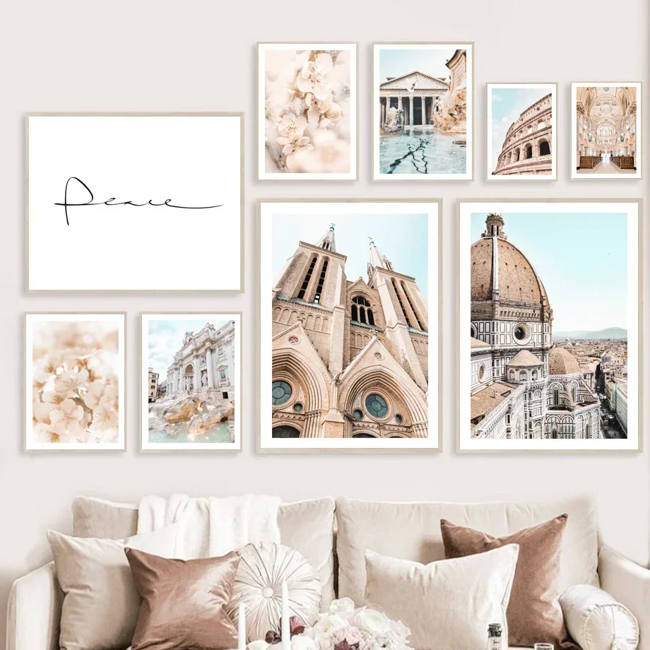 Pantheon Basilica Di Santa Maria Del Fiore Colosseu Rome Trevi Fountain Italy Art  PostersCanvas Prints Wall Pictures Home Decor