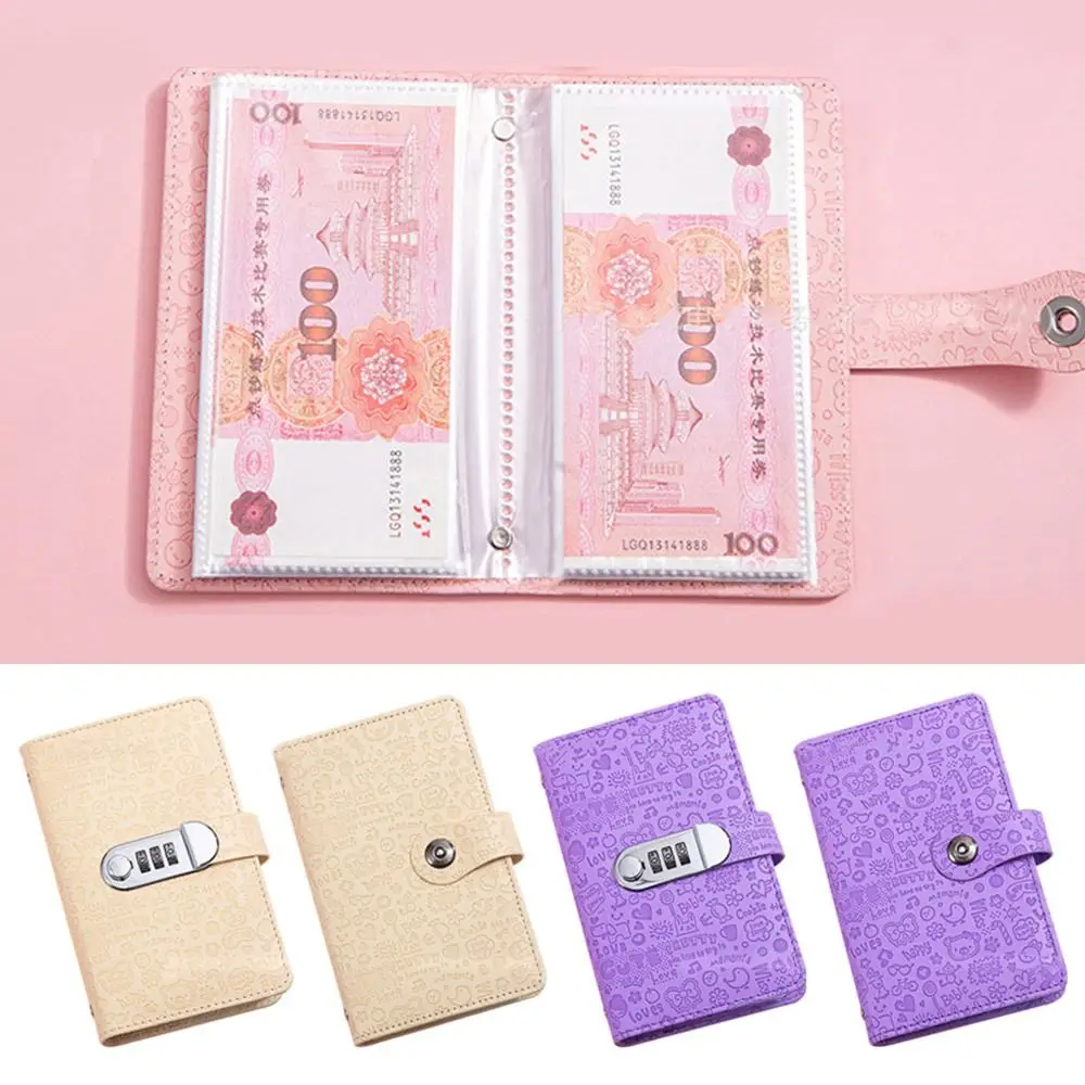 PU 100 Envelopes Money Saving Challenge Large Capacity Waterproof Mini Binder Savings Challenge With Password Lock Reusable