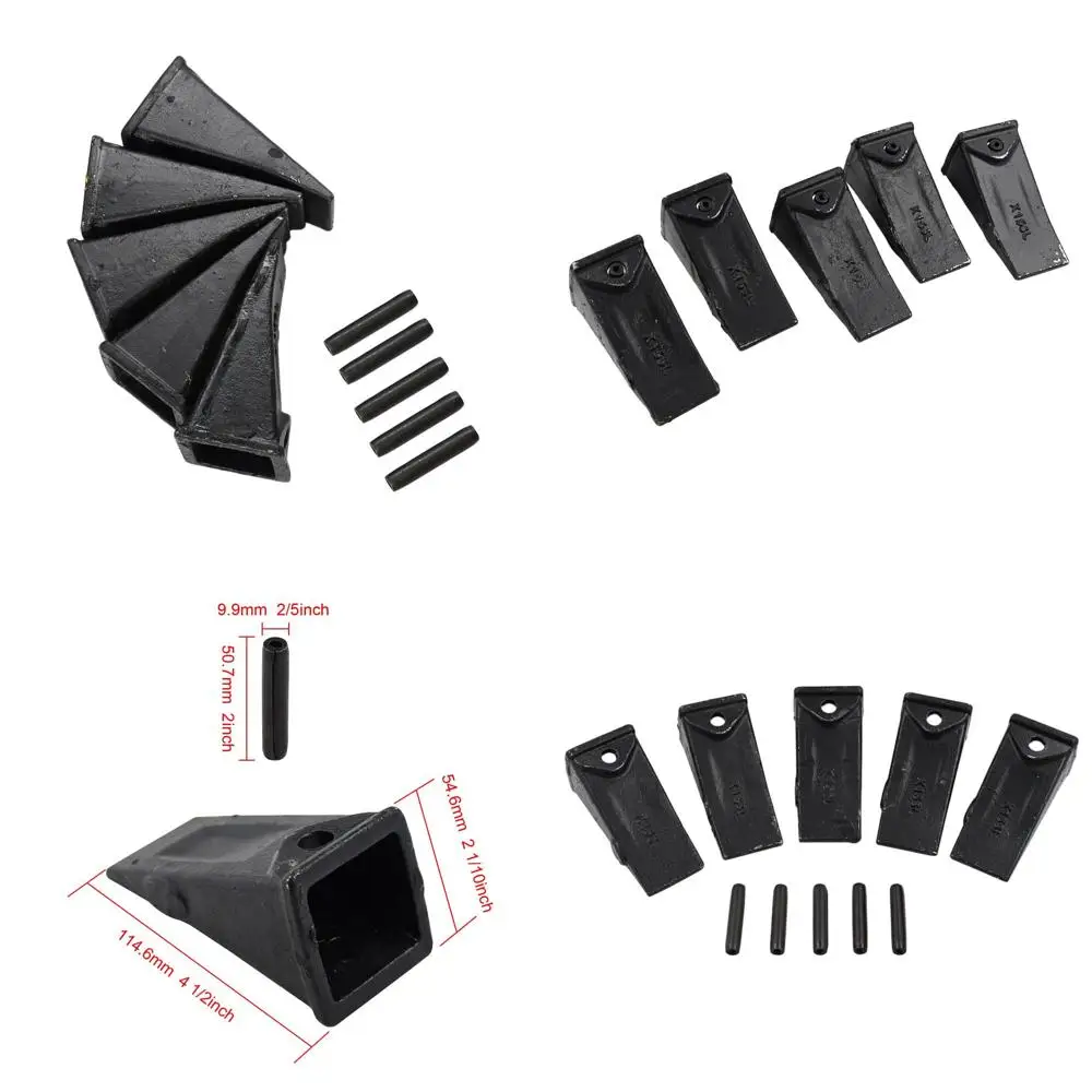 

Excavator Bucket Teeth & Long Pins for Skid Steer Mini Excavators - 156 Series Compatible with Backhoe Tractors Style 156