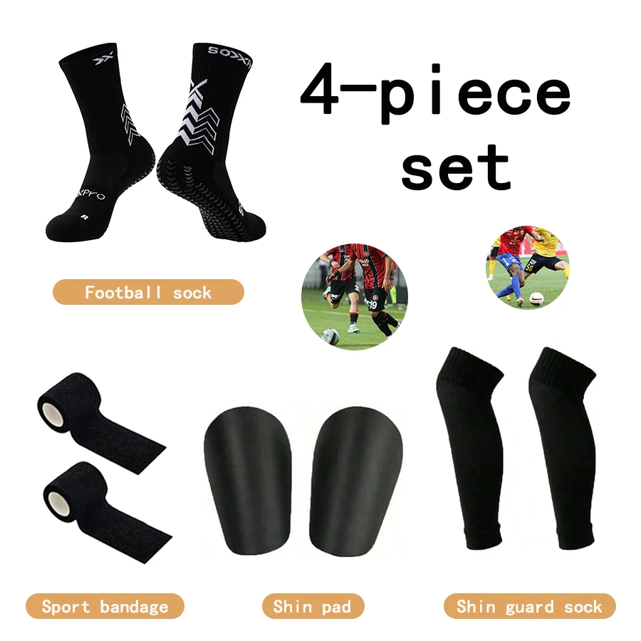 4 Pcs Set Men Women Sports Non-slip Football Socks Sports Bandage Mini Shin Pads High Quality Leg Cover