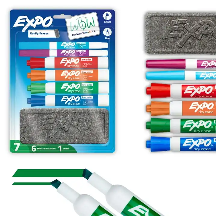 Dry Erase Markers Kit, Includes Eraser, 7 Count