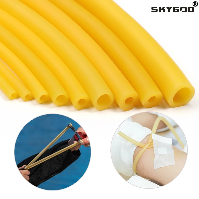 1~10m Nature Latex Rubber Hoses ID 1.6~18mm Yellow High Resilient Elastic Fitness Band for Go Fishing Tube Slingshot Catapult