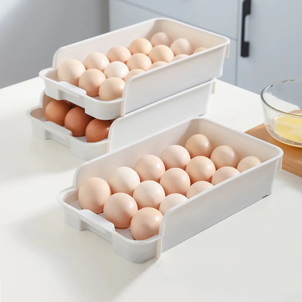 

Stackable Egg Storage Box Refrigerator Storing Container Eggs Tools Racks Plastic Fresh Egg Shelf Kitchen Accessories