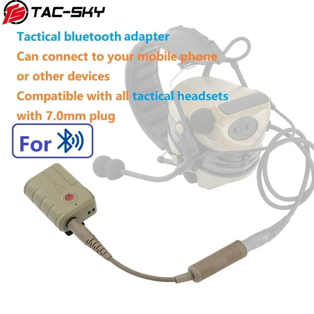 

TAC-SKY COMTAC Tactical Airsoft Shooting Headset Ptt Bluetooth adapter for PELTO MSA AMP Tactical Headset Hunting Headphones