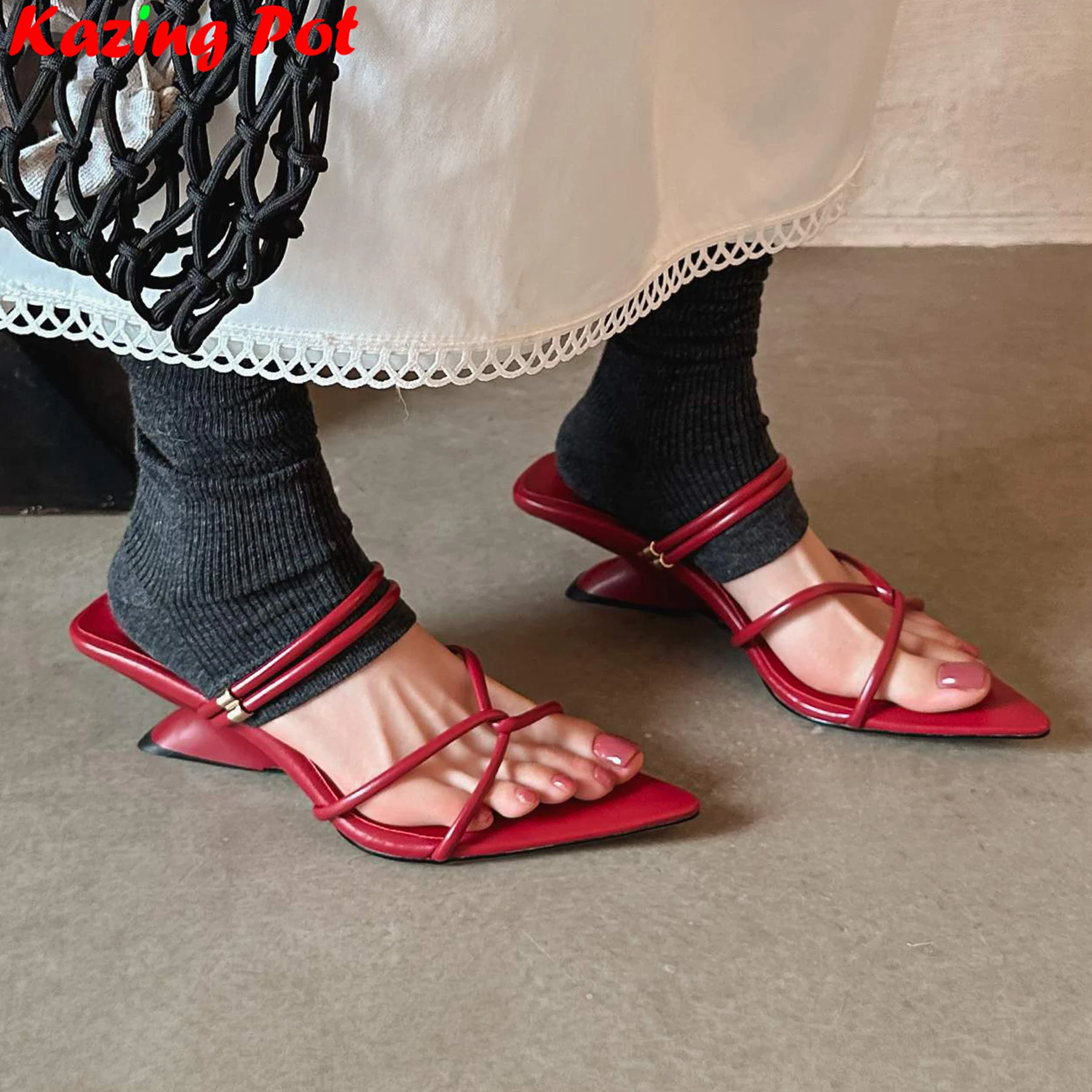 

Krazing Pot Big Size Brand Peep Toe Elegant High Heels Dating Summer Shoes Slingback Catwalk Luxury Designer Party Women Sandals