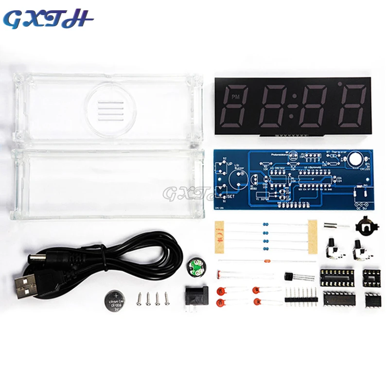 Diy Electronic Clock Colorful Digital Clock Kit Time Temperature Date Display Alarm Digital Tube Color Electronic Watch Welding