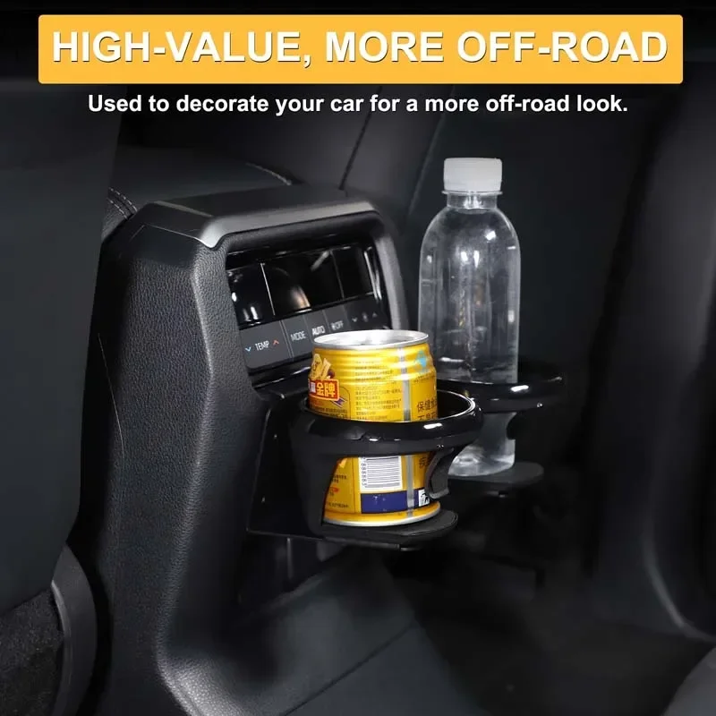 1 قطعة الكربون الصلب الأسود لتويوتا لاند كروزر برادو 250 LC250 2024 + صندوق ذراع السيارة الخلفي حامل أكواب الماء الملحقات الداخلية #3