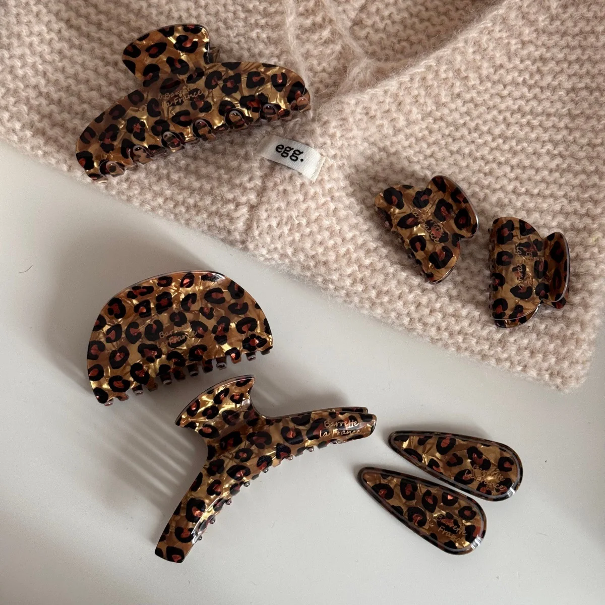 NEW Autumn Winter Coffee Color Acrylic Hair Claw Retro Leopard Print Claw Clip Crab Hair Clip Hair Accessories for Women Girls