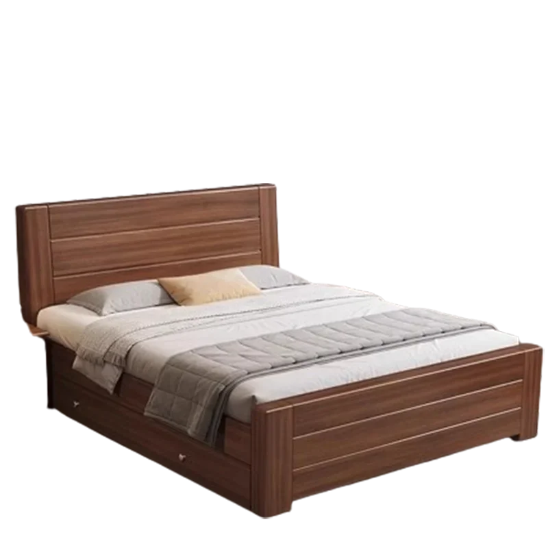 Waterproof Queen Double Beds European Wood High End Wooden Modern Luxury Beds Twin Headboard Storage Camas De Casal Furniture