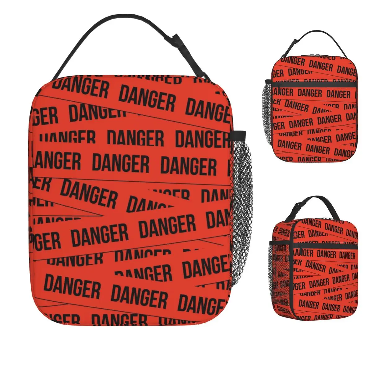 

Caution Tape Pattern Lunch Bag Danger Graphic Beach Lunch Box For Girls Aesthetic Graphic Tote Food Bags Oxford Cooler Bag