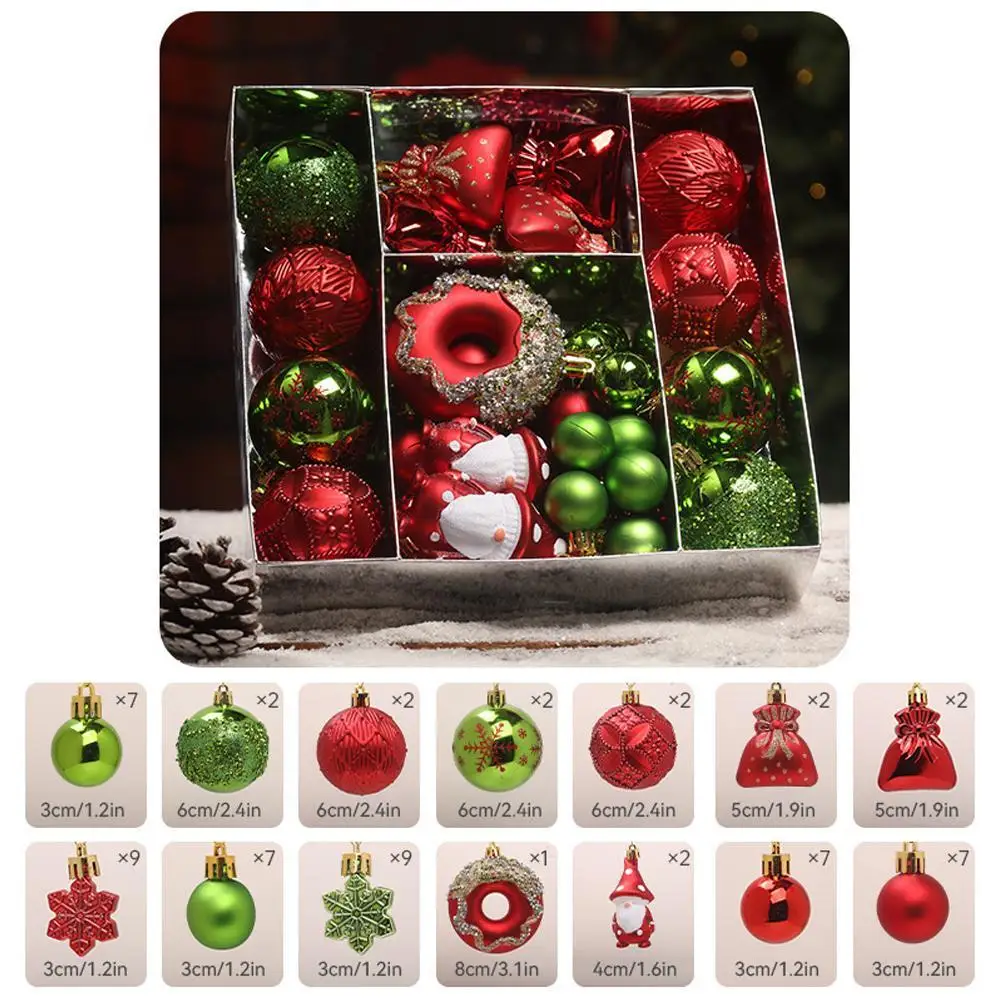 Colorful Christmas Ball Pendant Plastic Round Ball Christmas Tree Decoration Set Electroplated Christmas Tree Colored Ornament