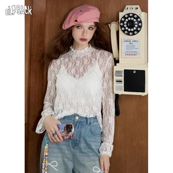 2024 Summer ELFSACK New Arrivals Hollow lace blouse for women Romantic high-end style cover up shirt