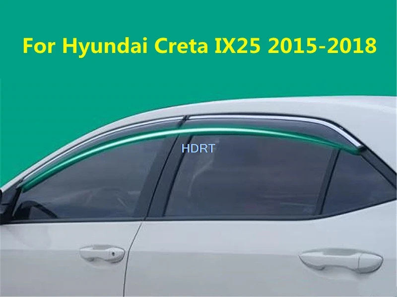 

Car Style Accessories Exterior Sticker Side Window Glass Wind Visor Sun Rain Eyebrow Guard Vent For Hyundai Creta IX25 2015-2018