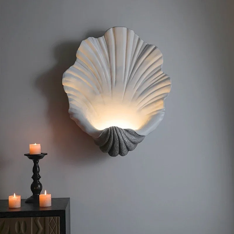 Retro Shell Wall Lamp Led Art Minimalist Small Wall Light Aesthetic Elegant Night Lamp Indoor Bedroom Decoration Mood Light