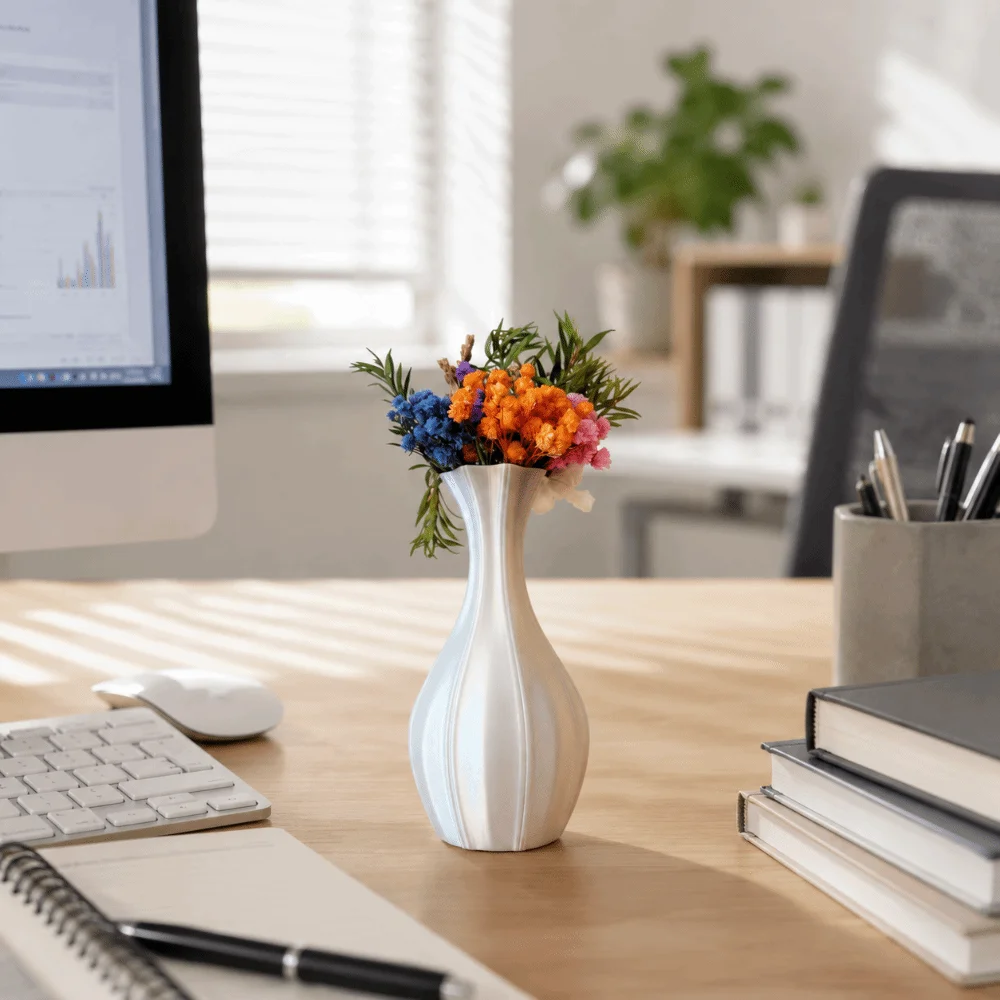 Flower Pot 3D Printed Decorative Vase White Color Desktop Ornament Mini Flower Vases Simple Spiral Vase Office