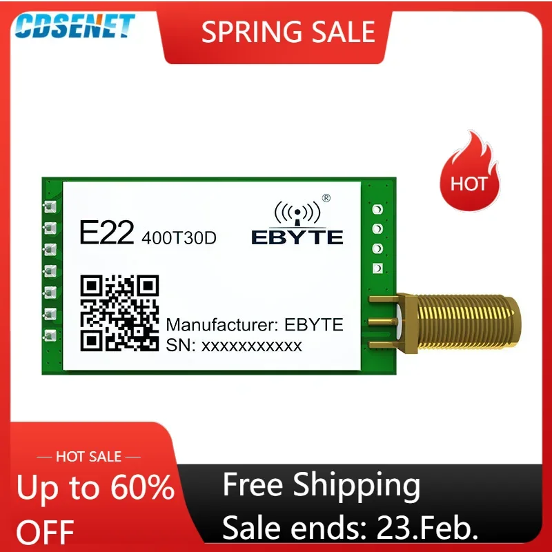 LoRa Wireless Module 433MHz 470MHz 490MHz CDSENET E22-400T30D 30dBm 10km UART RF Chip Transceiver Receiver Transmiter