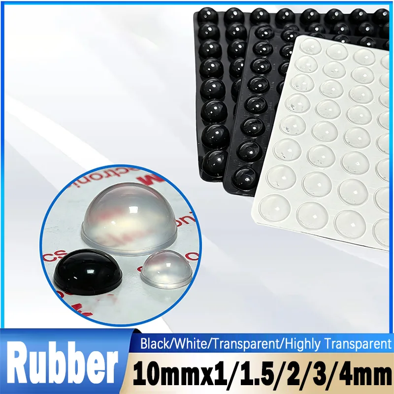 100Pcs Cushion Mat Bumpers Self-Adhesive Clear Rubber Cupboard Door Feet Cabinet Pads for Door Drawer Hemispherical/Round