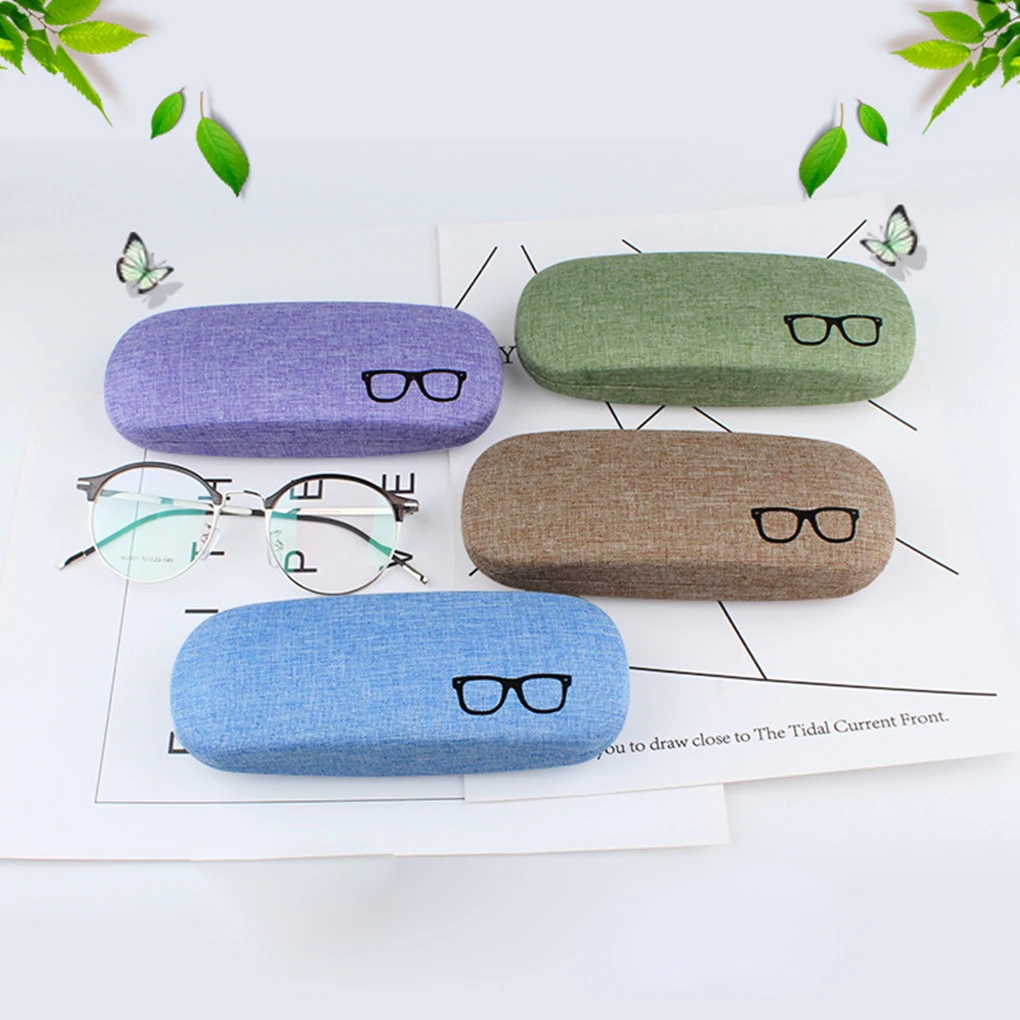 Women Men Denim Hard Shell Eyewear Case Fabric Box Shell Eyeglasses Sunglasses Protector Random Color