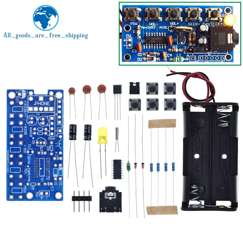 TZT 1/2PCS DIY Electronic Kits Wireless Stereo FM Radio Receiver Module 76MHz-108MHz DC 1.8V-3.6V