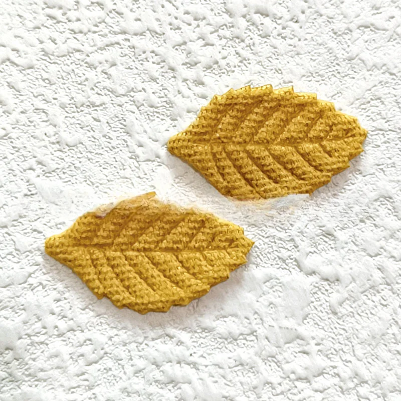 Hot Sale 50Pcs Woolen Leaf Padded Flower Appliques for Children\'s Crafts Headwear Accessories DIY Hair Clip Decoration Wholesale