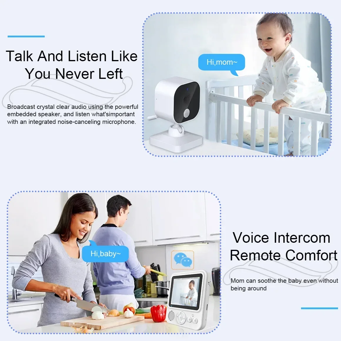 Imagem -05 - Baby Monitor sem Fio com Tela Ips Nanny Lullaby Visão Noturna Temperatura Way Talk 28 Polegadas Abm900