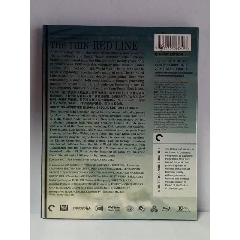 Blu-ray The Thin Red Line directed by Terrence Malick starring Sean Penn and Cris