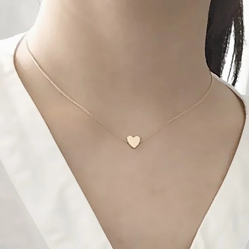 2026 Women Jewelry Simple Love Heart Silver Color Chain Choker Necklace Gold Color Tiny Infinity Necklace Jewelry Bijoux Gifts